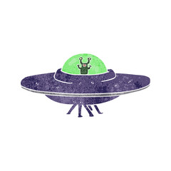 retro cartoon alien spaceship