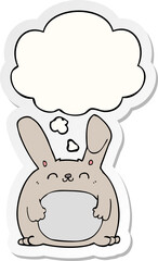 cartoon rabbit and thought bubble as a printed sticker