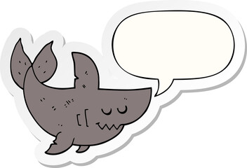 cartoon shark and speech bubble sticker