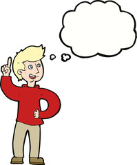 cartoon man with idea with thought bubble