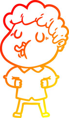 warm gradient line drawing cartoon man singing