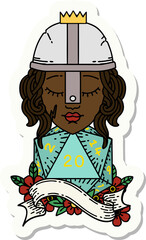 human fighter with natural twenty dice roll sticker