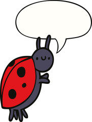 cartoon ladybug and speech bubble
