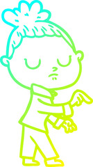 cold gradient line drawing cartoon calm woman