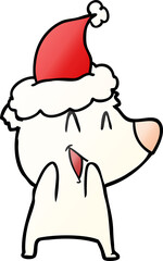laughing polar bear gradient cartoon of a wearing santa hat