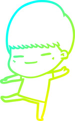 cold gradient line drawing cartoon smug boy