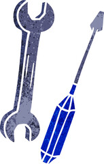 retro cartoon doodle of a spanner and a screwdriver