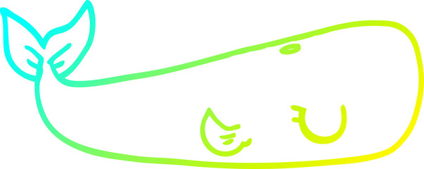 Obraz premium cold gradient line drawing cartoon sea whale