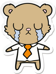 sticker of a crying cartoon bear