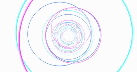 Abstract background colorful swirl of circles on white backdrop 3d rendering