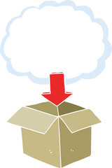 flat color illustration of a cartoon download from the cloud symbol