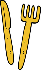 cartoon doodle knife and fork