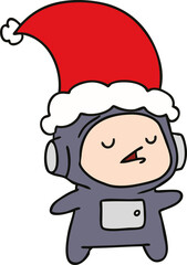 christmas cartoon of kawaii astronaut
