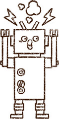 Frightened Robot Charcoal Drawing