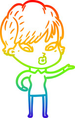 rainbow gradient line drawing cartoon woman