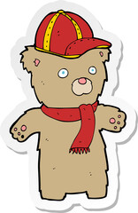 sticker of a cartoon bear in hat