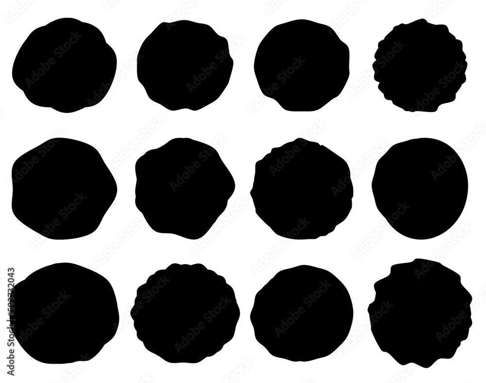Poster set of dozen blob shapes with rough edges. collection of abstract vector stains for your design. dif