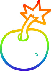 rainbow gradient line drawing round cartoon bomb