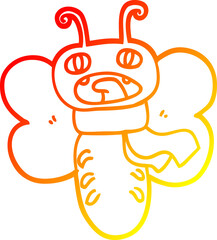 warm gradient line drawing funny cartoon butterfly