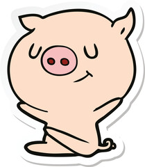 sticker of a happy cartoon pig