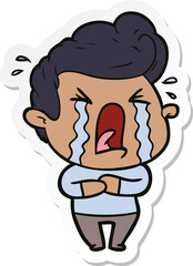 sticker of a cartoon crying man