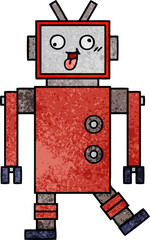 retro grunge texture cartoon robot