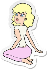 sticker of a cartoon pretty woman