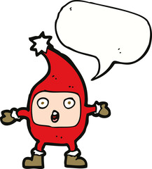 cartoon funny christmas creature with speech bubble