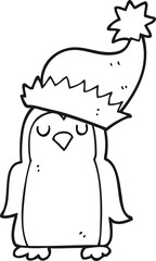 black and white cartoon christmas robin
