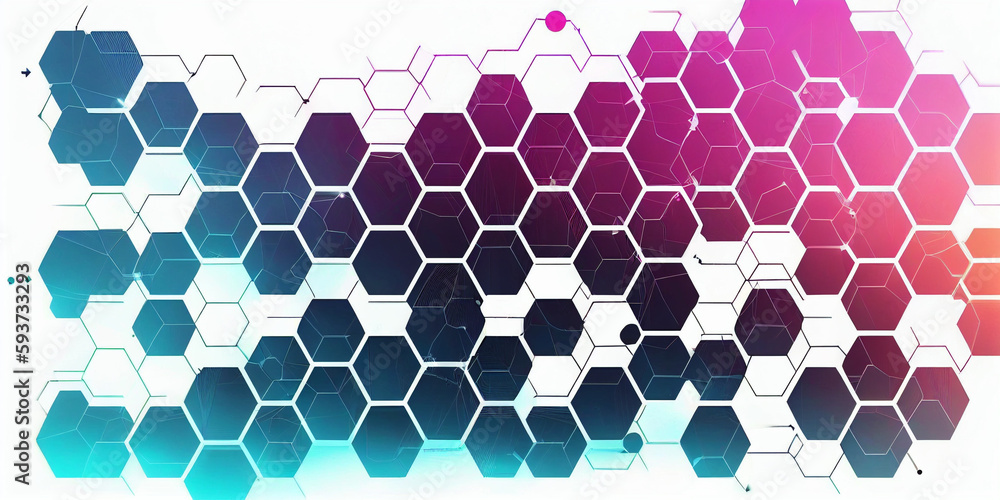 Poster geometric hexagonal shapes abstract background generative ai
