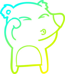 cold gradient line drawing cartoon tired bear rubbing eyes