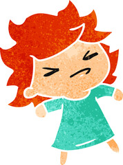 retro cartoon of a cute kawaii girl