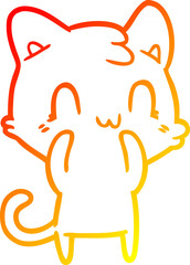 warm gradient line drawing cartoon happy cat