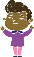 happy flat color style cartoon man