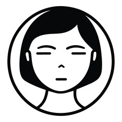 Woman Face Flat Icon Isolated On White Background