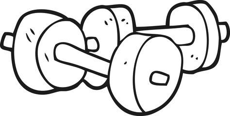 black and white cartoon dumbbells