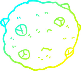 cold gradient line drawing cartoon chocolate chip cookie