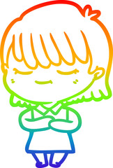 rainbow gradient line drawing cartoon woman