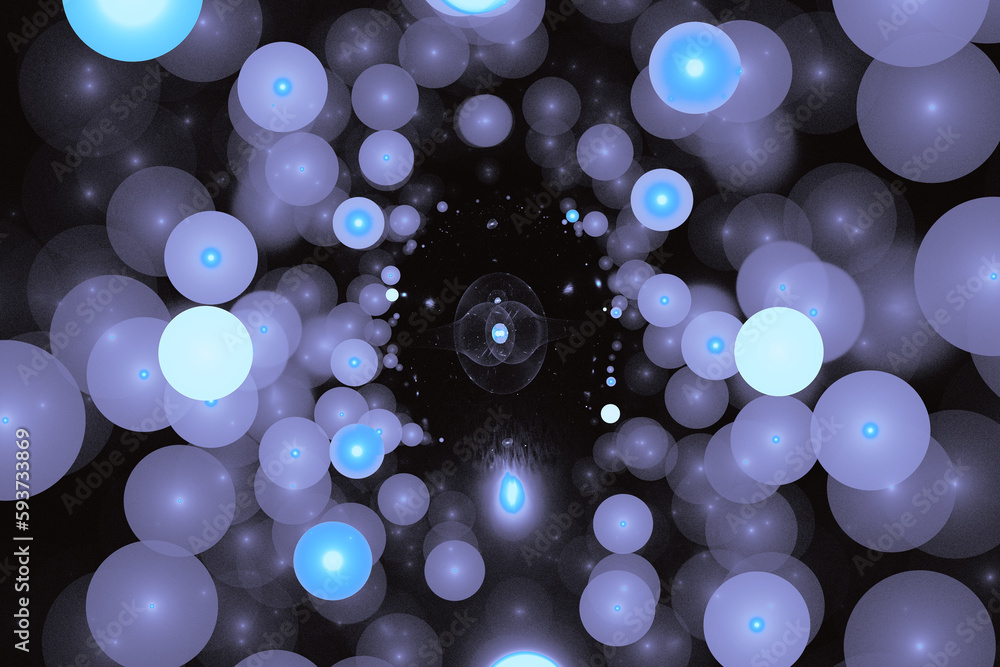 Aufkleber lilac pattern of small balloons on a black background. abstract fractal 3d rendering