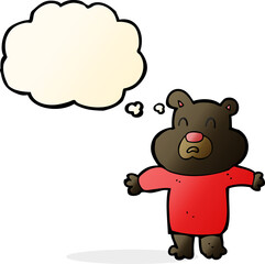 Obraz na płótnie Canvas cartoon unhappy black bear with thought bubble