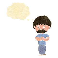cartoon dad with folded arms with thought bubble