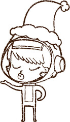 Christmas Astronaut Charcoal Drawing