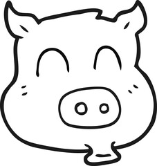 black and white cartoon pig