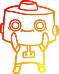 warm gradient line drawing cartoon robot