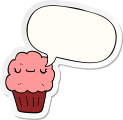 cartoon muffin and speech bubble sticker
