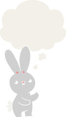 Obraz na płótnie Canvas cute cartoon rabbit and thought bubble in retro style