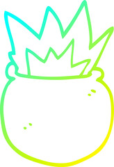 cold gradient line drawing cartoon exploding cauldron