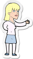sticker of a cartoon woman explaining