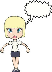 cartoon pretty woman with speech bubble