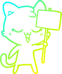 cold gradient line drawing happy cartoon cat